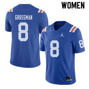 Women's Florida Gators #8 Rex Grossman NCAA Jordan Brand Royal Throwback Alternate Authentic Stitched College Football Jersey BCV3062BR